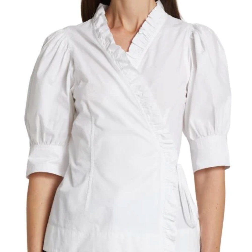 𝅺❌ SOLD ❌ NWT GANNI Puff Sleeve Wrap Blouse Sz 8